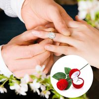 Boîte à bague de fiançailles en velours rouge, romantique, pour mariage, anniversaire, Saint-Valentin, écologique