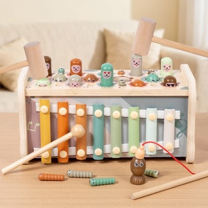 Juguete Montessori de Madera: <span class=keywords><strong>Martillo</strong></span> de Golpeo, Xilófono, Pesca de Gusanos y Caja de Juguetes para Bebés y Niños Pequeños - Regalo Educativo Temprano - Product Image 2