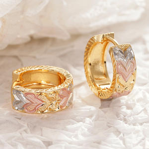E4497 Gold Plated <b>Hoop</b> <b>Earrings</b> Multicolor Heart Design Women's <b>Fashion</b> Jewelry Alloy Bezel Setting - Product Image 5