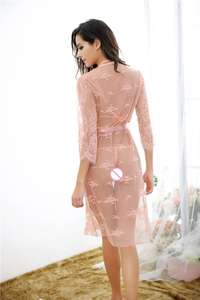 Große Damen Wimpern Spitze Nachthemd Langarm Spitze Sexy Dessous <span class=keywords><strong>3</strong></span> Stück Set - Product Image 5