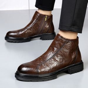 รองเท้าบูทเชลซีแบบสวมสำหรับผู้ชาย ระบายอากาศได้ดี กันน้ำ กันลื่น พื้นยาง เหมาะกับทุกฤดู สไตล์ลำลองแบบอังกฤษ - Product Image 1