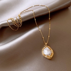 Imitation Pearl Pendant Necklace for Women Elegant Romantic Irregular Semi Baroque Design <b>Big</b> Pearl Beads Collar Wedding Jewelry - Product Image 6