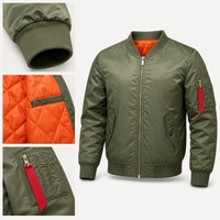 Blouson aviateur matelassé personnalisé pour homme, style col montant, fermeture éclair, poches sur les manches, logo OEM, vente en gros, direct usine
