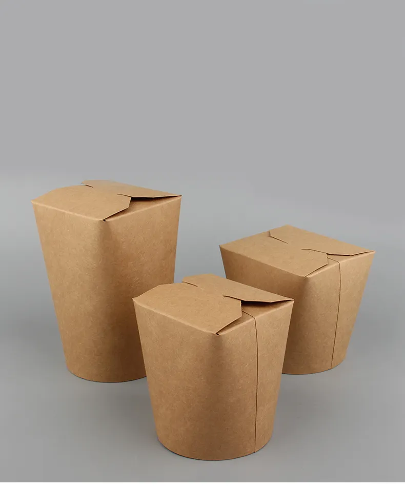 Factory wholesale acceptable customer's logo take away disposable kraft paper noodle box pasta fast food packaging box