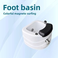 Chaise de Pédicure Professionnelle de Luxe à Usage en Salon, Bol en Acrylique Profond, Fonction Bain à Remous, Lampe LED, Système de Jets Sans Tuyauterie, Massage des Pieds et des Ongles