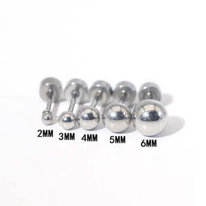 Boucles d'oreilles clous en acier inoxydable 0,8x6mm avec dos fileté, bijoux de piercing, clous d'oreilles tendance - Product Image 2