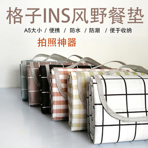 Tapis de pique-nique à carreaux Beilian, rectangulaire, imperméable, pour le camping en plein air, tapis de voyage portable, tapis à grille imperméable, utilisation au printemps - Product Image 5