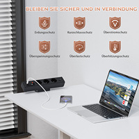 Prise de table industrielle PD20W 10A à 3 sorties en alliage d'aluminium avec câble de charge rétractable intégré USB A+C Chargeur rapide CE