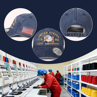 Gorra de Béisbol Estilo Dad Hat de Algodón Desgastado Vintage, con Parche Bordado Personalizado con Logotipo de Bandera, para Recuerdo del 250 Aniversario