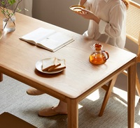 Ensemble de table à manger en bois massif M2111 pour appartement, 4 places, plateau en chêne blanc extensible, design moderne minimaliste, meubles de salle à manger