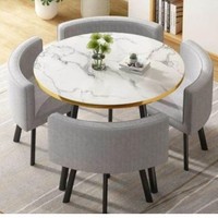 Ensemble de table basse carrée moderne avec 4 chaises en lin, meubles de salle à manger peu encombrants pour petit appartement, cuisine, salon