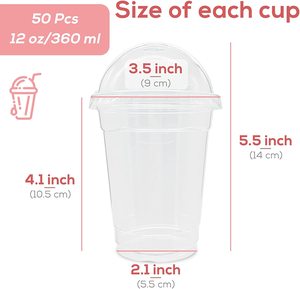 Vasos desechables para postres, vaso de plástico duro, <span class=keywords><strong>precio</strong></span> de fábrica personalizado, jugo, pastel de leche, 12 oz, 16oz, vasos de plástico con tapas de cúpula - Product Image 2