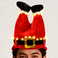 Chapeau d'elfe de Noël en gros, blanc chaud, LED ON/OFF/clignotant, léger, doux, personnalisable, nouveauté, décoration de fête, costume
