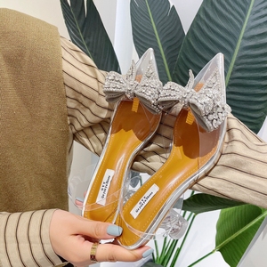 XSD Hot Sale Autumn New High Heels PVC Transparent Women's Pointed Shoes Rhinestone High Heel <b>Sandals</b> - Product Image 3