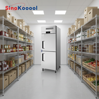 Réfrigérateur vertical sans givre de qualité professionnelle 680*800mm, refroidi par air, en acier inoxydable, grande capacité, contrôle numérique pour restaurant