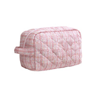 Trousse de Toilette Matelassée en Polyester HETON avec Poignée Souple, Étui de Maquillage Multifonction Écologique Résistant à l'Eau avec Lettre