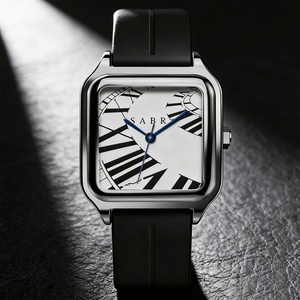 Men's Arabic Numeral Quartz Watch Rectangle Stainless Steel Alloy <b>Acrylic</b> Silicone Band Water Resistant 30M Business Watch - Product Image 1