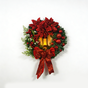 Vente flash : Guirlande de Noël artificielle avec baies rouges, lampe à huile de Jésus, 30-45 cm, <span class=keywords><strong>pour</strong></span> la décoration murale, de <span class=keywords><strong>porte</strong></span>, intérieure - Product Image 4