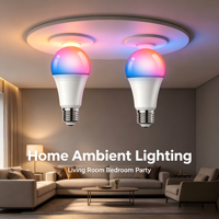 Ampoule LED WiFi Intelligente E27 RGBW Multicolore, Blanc Réglable, Contrôle par APP, Éclairage Ambiant Domestique