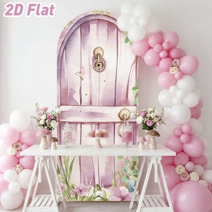 Backdrop Peri Pink Kustom untuk Dekorasi Pesta Ulang Tahun Anak, Kain Latar Belakang Elastis untuk Gapura Ulang Tahun, Cocok untuk Ulang Tahun Anak Perempuan - Product Image 4