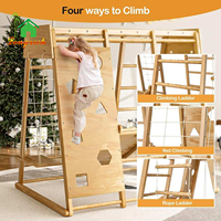 Structure de jeu intérieure en bois Montessori 8-en-1 avec toboggan, balançoire et structure d'escalade, aire de jeux unisexe pour tout-petits pour la maison et la garderie