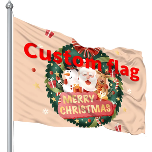 Gahumi buena venta Feliz Navidad decorativa bandera promocional de doble cara diseño personalizado banderas de impresión para fiesta de vacaciones - Product Image 5