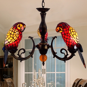 <span class=keywords><strong>Lustre</strong></span> suspendu Tiffany en verre, motif oiseau, lampe vitrail bronze, lampes Tiffany, <span class=keywords><strong>lustre</strong></span> suspendu de luxe à trois têtes, motif <span class=keywords><strong>perroquet</strong></span> - Product Image 5