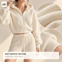 Cardigan à capuche en laine gaufrée 3D authentique pour femme, manches longues, infroissable, coupe classique, idéal pour la maison