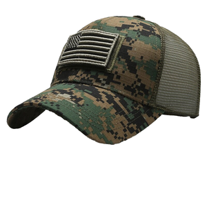 Atacado Men's Sporty Casual Baseball Cap EUA Bandeira Patch Tear-Away Proteção UV Custom <span class=keywords><strong>Mesh</strong></span> Camo Cap para uso ao ar livre - Product Image 4