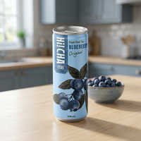 Pemasok Teh Es Buah Segar Blueberry 330ml Langsung dari Pabrik, Rasa Buah Premium, Kemasan Kaleng Cetak Kustom, Perdagangan Grosir