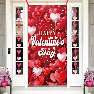 Bannière de <span class=keywords><strong>porte</strong></span> personnalisable pour la Saint-Valentin, motif ballons d'amour rouges, pour la maison, les fêtes, les célébrations et les mariages - Product Image 2