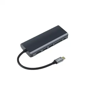 Adaptor Hub Usb C 6 in 1 dengan stasiun Dock HDMI kartu SD/TF Tipe C Usb 3.0