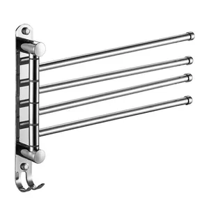 Multi-specification Stainless Steel Towel Holder Wall Mounted Rotatable Towel Rack With Hook