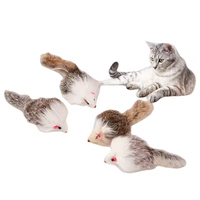 Jouet interactif pour chat en fourrure de lapin de luxe écologique, 2 pouces, avec sonnette automatique, noir, blanc, gris, imprimé animal