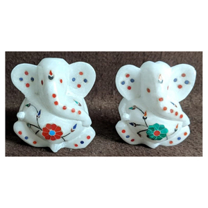 White marble Ganesh Figure With Best Quality Painted Work Design - Product Image 1