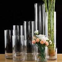 Vase en verre à cylindre noir de style nordique, Pot de fleurs hydroponique pour Bouquet, décoration de Table