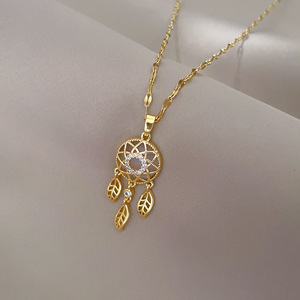 Feiye Cradle Dream Net's Popular Nuevo collar con colgante chapado en oro de cristal de acero inoxidable Unisex de moda único - Product Image 3