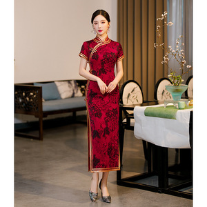 Modelo 318, Vestido Cheongsam Tradicional Chino Antiguo para Mujer, Ropa Larga para Primavera y Verano, Banquete, Uso Diario, Vestido Qipao para Madre - Product Image 4
