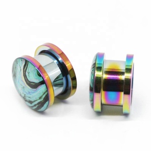ONDA <span class=keywords><strong>foto</strong></span> incrustaciones Arco Iris carne túneles y tapones cuerpo joyería - Product Image 4