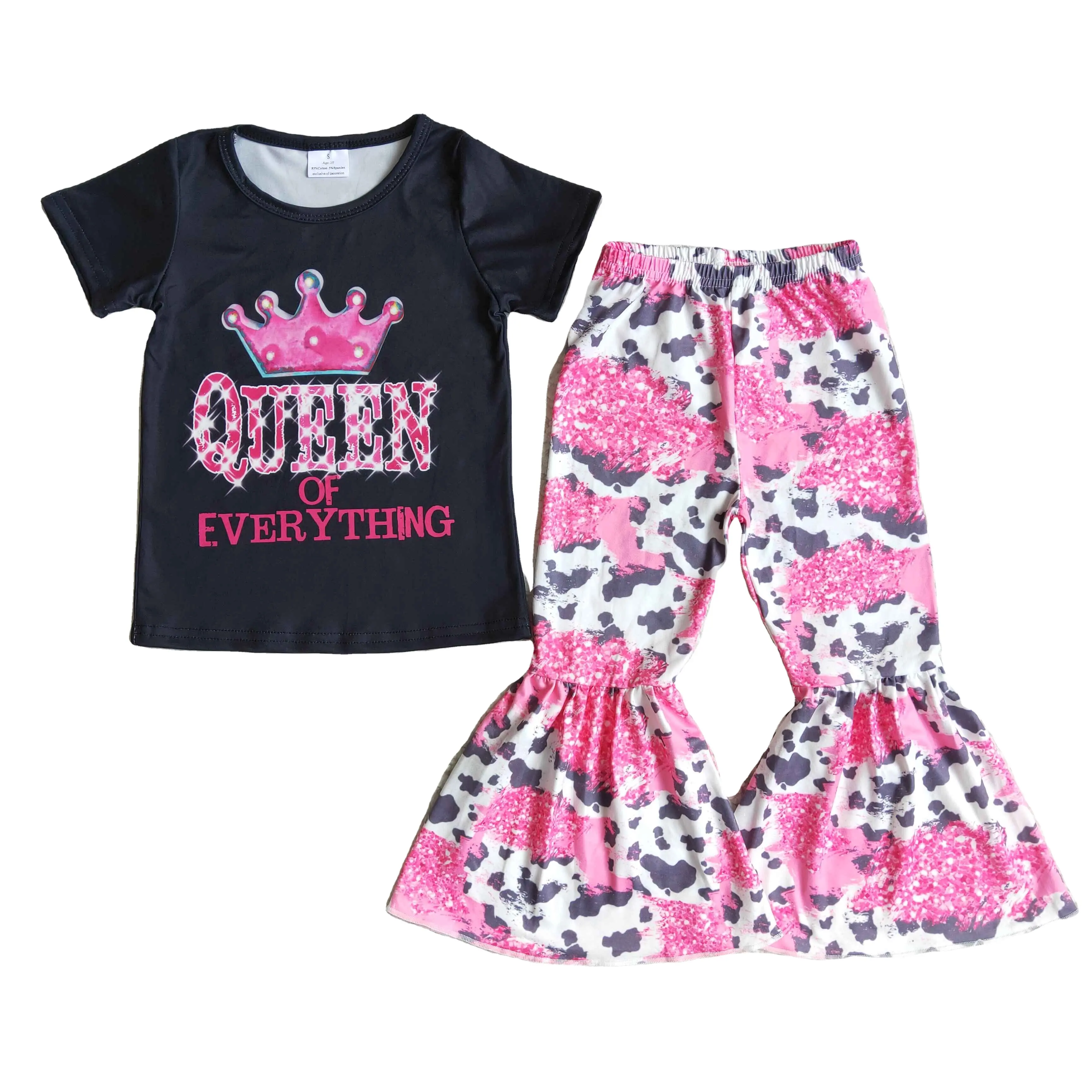 Groothandel Odm Oem Meisjes Koningin Kleding Outfits Kids Boetiek Kleding Set Groothandel Baby Bell Bottoms