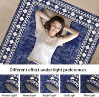 Tapis d'appoint minimaliste bleu marine 5x7, résistant aux taches, lavable en machine, antidérapant, pour la décoration de la maison.