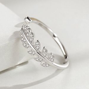 Thời Trang Thiết Kế Mới 925 Sterling Silver Bạc Có Thể Điều Chỉnh Nhẫn Kim Cương Lá Ngón Tay Nhẫn Cho Phụ Nữ - Product Image 2