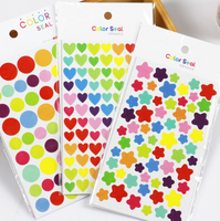 6 feuilles/paquet Autocollants décoratifs pour agenda autocollants arc-en-ciel à pois, cœurs, étoiles, autocollants pour journal, prêts à être expédiés