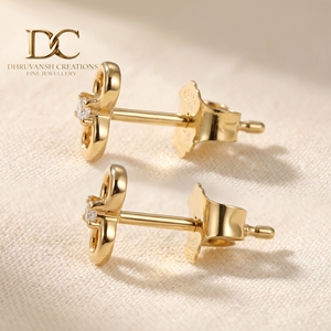 ต่างหูเพชรทรงกลมทองคำแท้ 14KT เพชรเพาะเลี้ยงในห้องปฏิบัติการ รับรองโดย IGI ดีไซน์ Infinity สไตล์มินิมอล ของขวัญสุดหรู เครื่องประดับชั้นดี - Product Image 6
