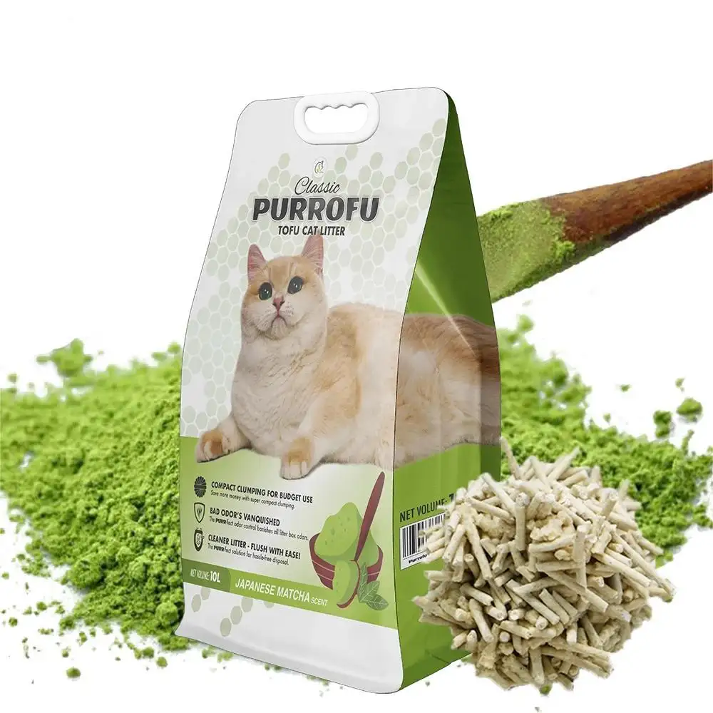 Litière pour chat de tofu naturel écologique de qualité supérieure agglomérante rapide avec parfum de lavande et caractéristiques de verrouillage des odeurs pour l'élimination des déchets d'animaux domestiques