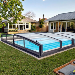 プールカバー透明テレスコピックルーフ,アパートパーク中庭 - Product Image 4