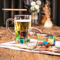 Tasse en verre à bière en diamant, Logo personnalisé, boîte de nuit, verrerie à bière, ensemble de chope à bière multicolore, grand verre à bière, offre spéciale
