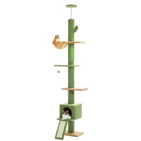 Modélisation de cactus vert de haute qualité Hauteur réglable Matériau en sisal Arbre Tour d'escalade multicouche verticale pour chat Poteau à gratter