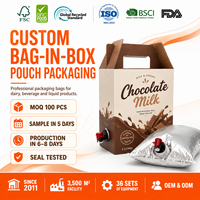 Sac BIB OEM personnalisé avec robinet distributeur aseptique, film en aluminium haute barrière pour le stockage de vin, jus, huile comestible et sauces