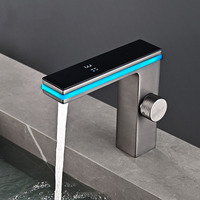 Robinet de lavabo en aluminium noir à vente chaude, robinet de lavabo intelligent chaud et froid, robinet de lavabo intelligent pour salle de bain